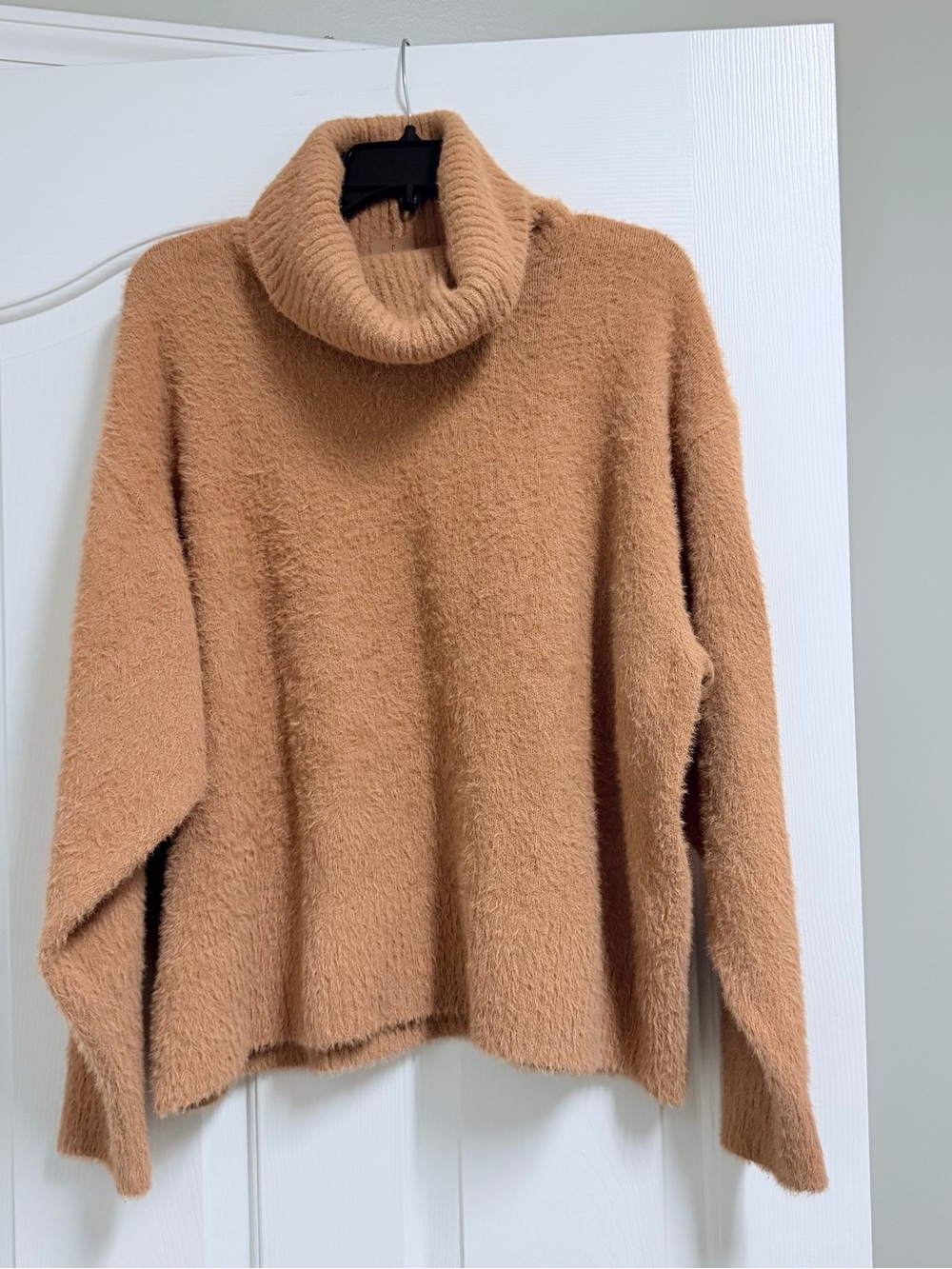 Cozy Turtleneck Fuzzy Sweater in Camel